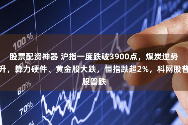 股票配资神器 沪指一度跌破3900点，煤炭逆势拉升，算力硬件、黄金股大跌，恒指跌超2%，科网股普跌